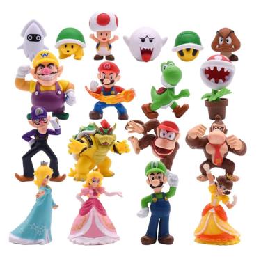 Imagem de Kit 18 Bonecos Mario Bros Luigi Toad Bowser Miniaturas Pvc