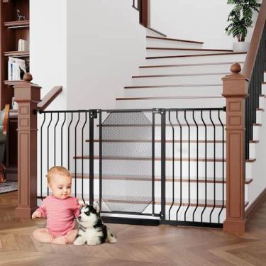 Imagem de Portão de Metal para Bebês Ajustável para Escadas 75-154 cm com Fecham