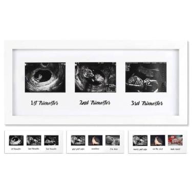 Imagem de Porta-retratos IHEIPYE Triple Sonogram Gravidez Branco 41x16cm
