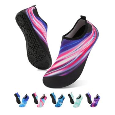 Imagem de Sapatos aquáticos de secagem rápida, meias aquáticas, sapatos de piscina unissex, Dazzle Black, 5.5-6.5 Women/4.5-5.5 Men