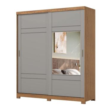 Imagem de Guarda Roupas Casal 2 Portas De Correr Com Espelho 3 Gavetas Dalia Madeirado/grafite