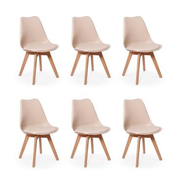 Imagem de Conjunto 06 Cadeiras Eames Wood Leda Design - Nude
