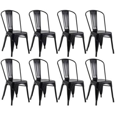 Imagem de Kit Com 8 Cadeiras Empilhavel Tolix Preto Fosca Estilo Industrial E Conforto Para Qualquer Ambiente
