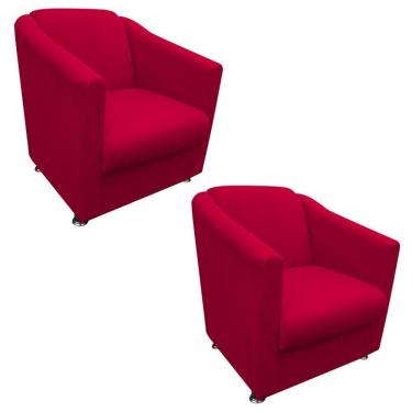 Imagem de Kit 2 Poltronas Tilla Decorativa Escritório Suede Vermelho