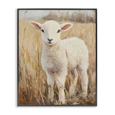 Imagem de Stupell Industries Curly Lamb in Grassy Field Black Framed Giclee Art, design by Petal Prints Design, 14 x 11