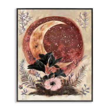 Imagem de Stupell Industries Lua crescente e arte giclée emoldurada cinza floral, design por Sara Culpepper, 20 x 16