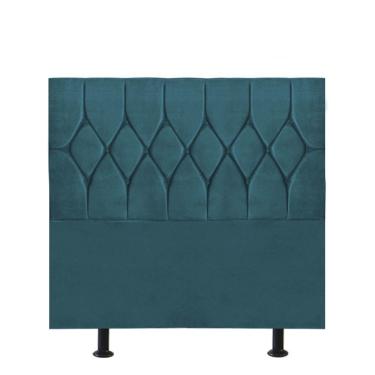 Imagem de Cabeceira Estofada Cama Box Solteiro 90cm Istambul Suede Azul Turquesa- Mabe Magazine