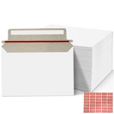 Imagem de Cheardia Pacote com 120 envelopes rígidos de papelão com selo autoadesivo, 15 x 11 cm, envelopes pequenos de papelão grosso com etiqueta para fotos, documentos, branco