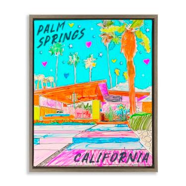 Imagem de Stupell Industries Arte de parede em tela flutuante com moldura preta Palm Springs Canyon, design de Jess Stempel, 53 x 43 cm