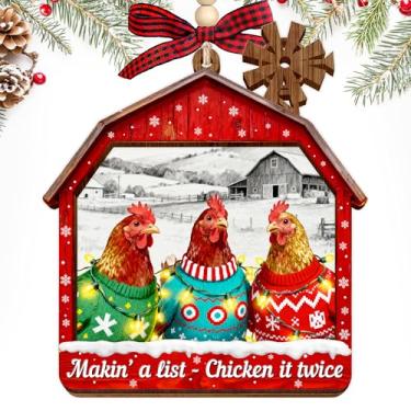 Imagem de HEXMOZ Enfeites de Natal de galinha - enfeites de galinha para árvore de Natal - Presentes de casa de fazenda para amantes de frango, fazendeiros - Ornamento de Natal de fazenda decorações de férias