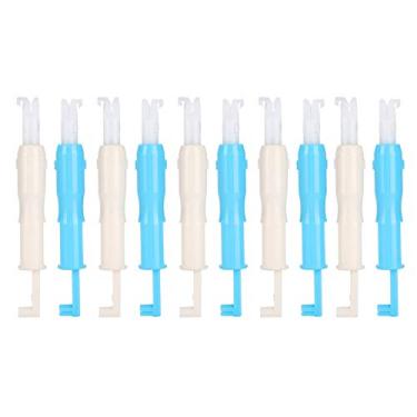 Imagem de Passador de agulha automático, 12 peças, ferramenta de rosqueamento de plástico ergonômico para máquinas de costura domésticas, azul branco 7,2 cm