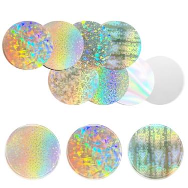 Imagem de hhdatc 200 peças de 2,76 polegadas Maker Supplies filme brilhante crachá películas protetoras 8 estilos de glitter holográfico transparente para máquina de fazer pinos de botão de 5,7 cm