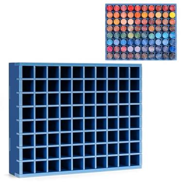 Imagem de Krafetto Organizador de tinta 80 grades, suporte de tintas artesanais montável na parede, suporte organizador de garrafas de tinta para tintas acrílicas de 59 g, azul