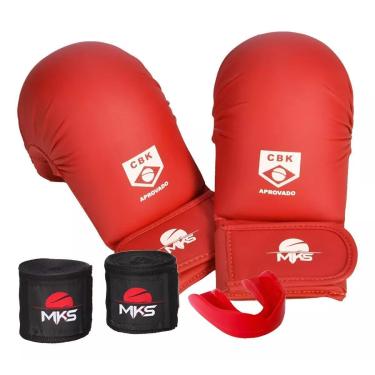 Imagem de Kit Luva de Karate Competition + Bandagem + Protetor Bucal MKS Combat-Unissex