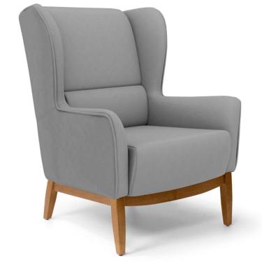 Imagem de Poltrona Decorativa Base Manu Madeira Milena C-416 Cinza Escuro - Domi
