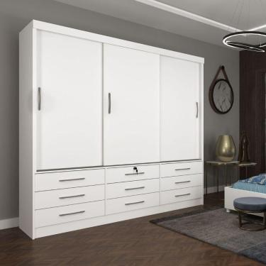 Imagem de Guarda Roupa 3 Portas 9 Gavetas Chicago Tcil Móveis Branco