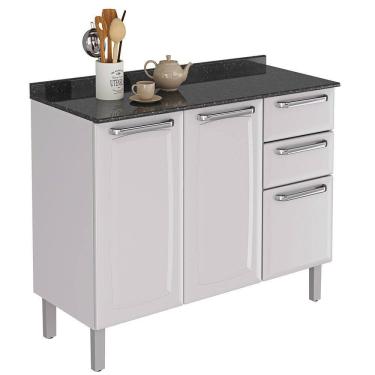 Imagem de Balcão De Cozinha Luce Em Aço 3 Portas E 2 Gavetas Itatiaia Branco Neve