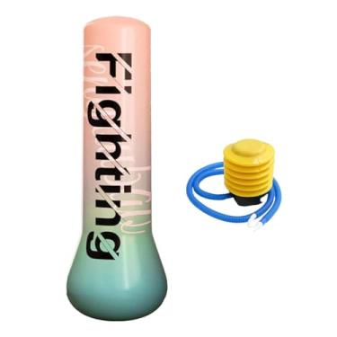 Imagem de oshhni Saco de pancada inflável para crianças, brinquedo de boxe em formato de coluna com bomba de pé, equipamento de exercício estável, saco de boxe para, Rosa, 1.5 Milhão