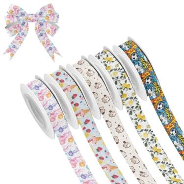 Imagem de Blueangle Fita de Natal - Fita de medusa com fio de 0,6 polegadas, 5 rolos de 25 metros de fita de água-viva para grinaldas, laços, decoração de férias, artesanato DIY (76)