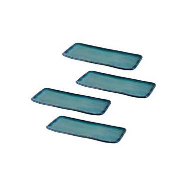 Imagem de Conjunto de Travessas Retangulares Médias Porto Brasil Orgânico Oceano 33x13cm - 4 peças
