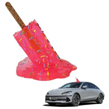 Imagem de Decoração exterior de carro FlekmanArt: Decalque de veículo de picolé derretido simulado - adesivo externo engraçado, acessórios de carro de vinil à prova d'água para o verão (adesivo de sorvete 3D