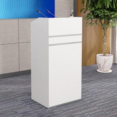 Imagem de Suporte de madeira para pódio, púlpitos para igrejas modernas, pódio para palestras com gavetas e prateleira de armazenamento, suporte de pódio portátil para igreja com placa defletora para escolas