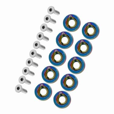 Imagem de POCREATION Parafusos de Decoração de Carro, Parafusos de Estrutura de Placa de Licença de Alumínio de Aço Inoxidável, Com 8 Opções de Cores, para Tampa do Cilindro de Ignição do Para-choque (Multi