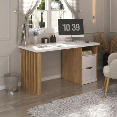 Imagem de Escrivaninha Home Office 2 Gavetas Florence Branco/Olmo - Artany, Bran