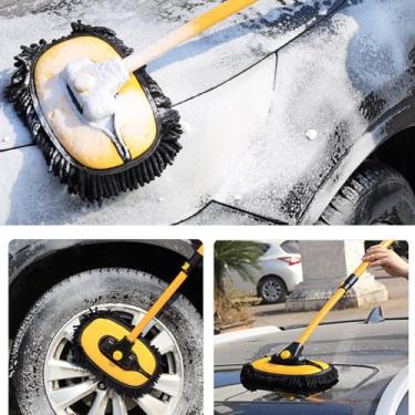 Imagem de ZJchao Escova para Lavagem de Carros Alça Longa Telescópica Com Esponja Macia e Embutida para Coleta de Caminhões SUV Limpeza de Material de Chenille Sem (Escova de lavagem)