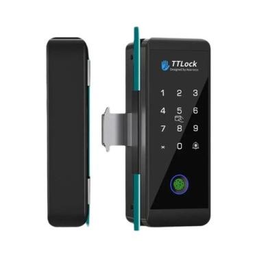 Imagem de Fechadura De Porta De Vidro De Madeira Bluetooth Ttlock APP Desbloquei
