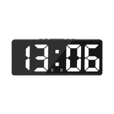 Imagem de Relógio Despertador LED De Grande Número Com Luz Noturna Colorida, Tem