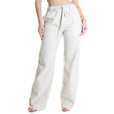 Imagem de Calça Linho Sawary Wide Leg - 280460 - OFF WHITE 38, Bege, 38