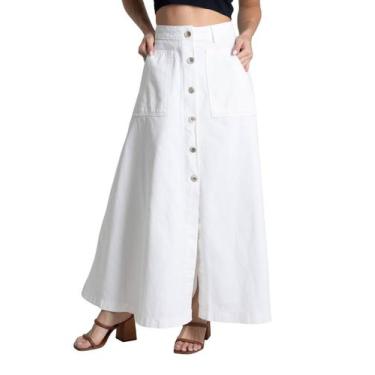 Imagem de Saia Sarja Sawary Midi - 281990 - off white 38, Branco, 38