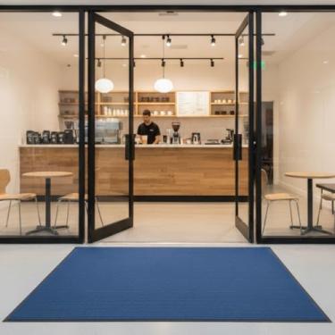 Imagem de Tapete Secante para Comércio, 120x60cm, para Dias de Chuva (Azul Listra)