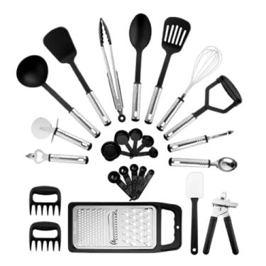 Imagem de Conjunto de Utensílios de Cozinha 26 Peças em Silicone e Inox – Preto e Cinza