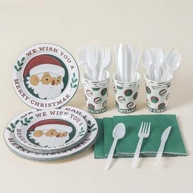 Imagem de Kit 170 Peças Pratos e Copos de Papel Natalino – Para 25 Pessoas, Estilo 7, Ideal para Festas de Natal e Comemorações (um pacote(170 peças))