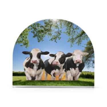 Imagem de JUZIHAI Porta-guardanapos de janela de fazenda de vaca para mesa dispensador de guardanapo de acrílico para mesa suporte de lenços independente para cozinha sala de jantar bar festa decoração de casa