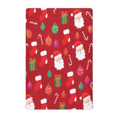 Imagem de JUZIHAI Lençol de berço com design natalino para meninos e meninas, macio, respirável, elástico, 99 x 68 cm, lençol aconchegante para berço padrão e cama de criança pequena