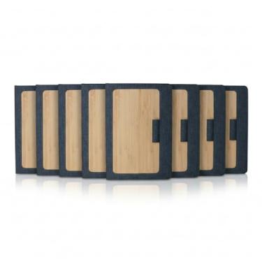 Imagem de Caderno Ecológico com Capa de Bambu, Material Reciclável, 80 Folhas Pautadas, Suporte para Caneta, 21,3x14,5cm (10, Preto)