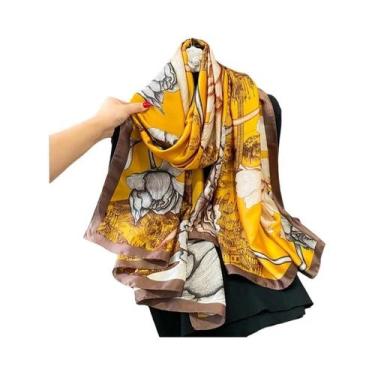 Imagem de Lenço de primavera feminino design de luxo material de poliéster lenço