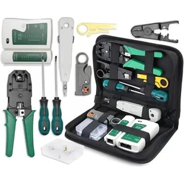 Imagem de Kit Ferramentas Rede Informática com Testador de Cabo, Alicate Crimpar RJ45 e Decapador – Praticidade Profissional.