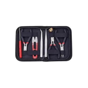 Imagem de Kit com 3 Mini Alicates, Aço Inoxidável com Cabo de Borracha, Cinza com Laranja, 4.5 Polegadas, Bico Meia-Cana, Corte Diagonal, Bico Redondo