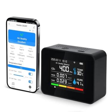 Imagem de Monitor inteligente de qualidade do ar interno – medidor de CO2 12 em 1, detector de formaldeído, HCHO, medidor TVOC, PM1/2,5/10, temperatura e umidade, alarme de temperatura – Testador de qualidade