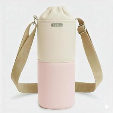 Imagem de Bolsa Térmica (MARFIM COM ROSA) RAMIERE para Garrafa de 750 ML em Couro Sintético - Coleção Cores VERÃO 2026