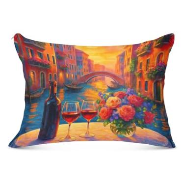 Imagem de Capa de travesseiro de flanela grande com estampa floral vintage de desenho animado floral com zíper longo tamanho queen king size fronhas bonitas para cama longa, tamanho do corpo, 53 cm x 137 cm