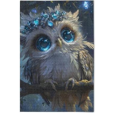 Imagem de Quebra-cabeças personalizados com pintura de coruja fofa para adultos 1000 peças natureza, paisagem, arte animal, quebra-cabeças exclusivos, presentes de tecnologia de jogos, 75 x 50 cm