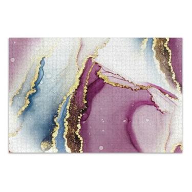 Imagem de Quebra-cabeça para adultos 1000 peças, pintura de belas artes, personalizado, divertido, natureza, quebra-cabeça roxo e branco, mármore, amigos, família, presentes, 75 x 40 cm