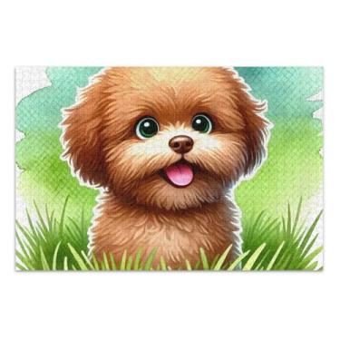 Imagem de Quebra-cabeças de desenho animado de cachorro marrom fofo 500 peças para adultos arte brinquedo pintura personalizada difícil quebra-cabeça presentes para jogo de elefante branco, 51 x 35 centímetros