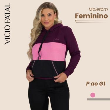 Imagem de Moletom Feminino 3 Cores Bolso Canguru-Feminino