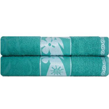 Imagem de Jogo de Toalha Praia e Piscina Banhão Gigante 100% Algodão Felpuda 2 Peças Marcotex